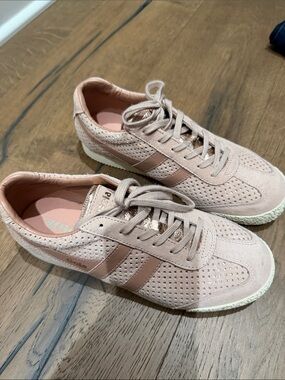 Gola Pink Suede Perforated Lace-Up Sneakers